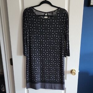 Banana Republic Factory Black Patterned Shift Dress, Size S